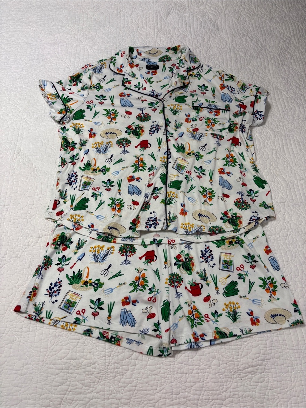 Kate Spade Gardening Short Sleeve Shorts Pajamas Set Size XL Sleepwear - Picture 13 of 14